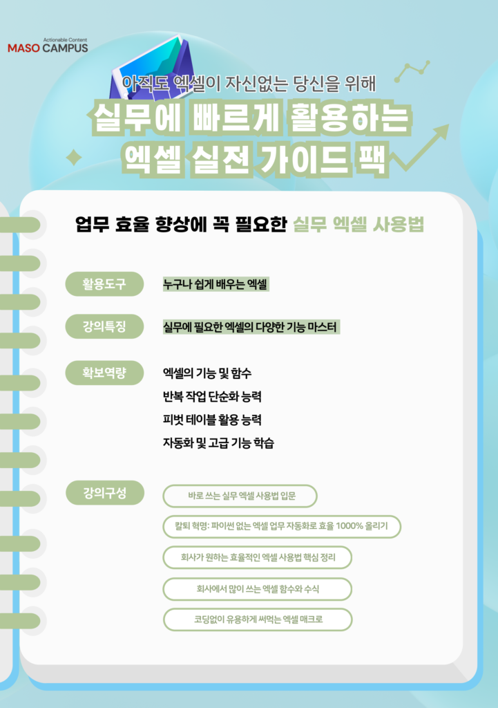 아직도 엑셀이 자신없는 당신을 위해, 실무에 빠르게 활용하는 엑셀 실전 가이드 팩_히어로_v2.0